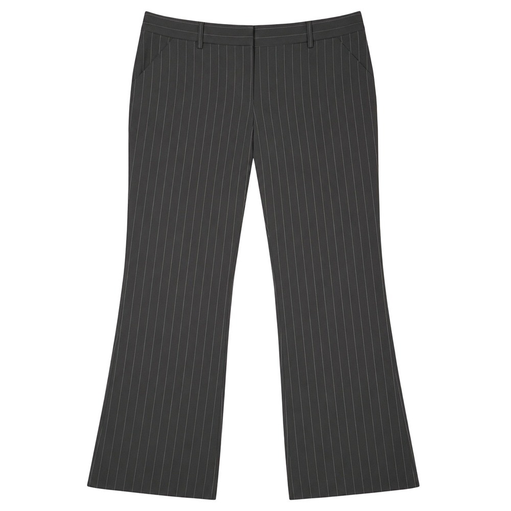 Norma Kamali Pinstripe Bootcut Dress Pants Women's 18 Black Stretch Plus Career